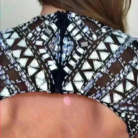 Long rhinestone top black evening gown - Picture 7 of 14